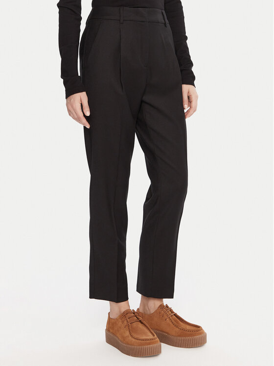 Weekend Max Mara Текстилни панталони Caldaia 2525136152 Черен Regular Fit цвят на ниска цена