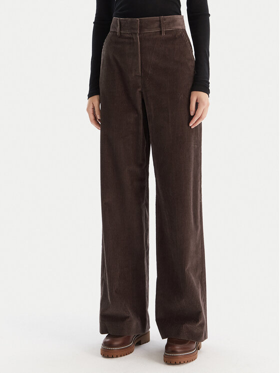 Weekend Max Mara Текстилни панталони Tania 2525136092 Кафяв Wide Leg цвят на ниска цена
