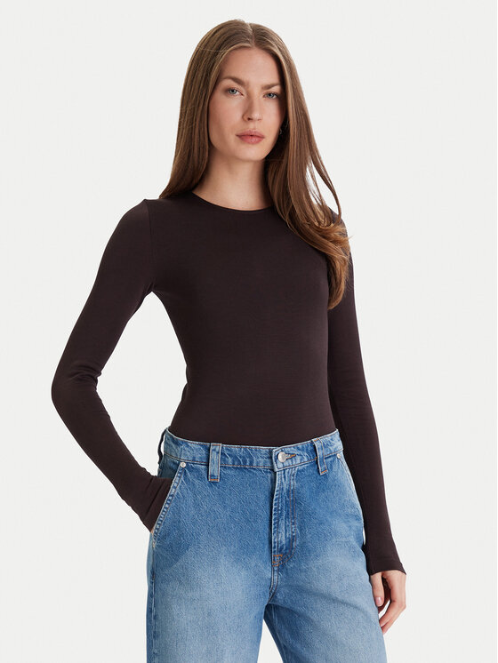 Wolford Боди Berlin 75087 Кафяв Slim Fit цвят на ниска цена