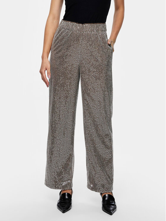 YAS Текстилни панталони 26032755 Сребрист Regular Fit цвят на ниска цена