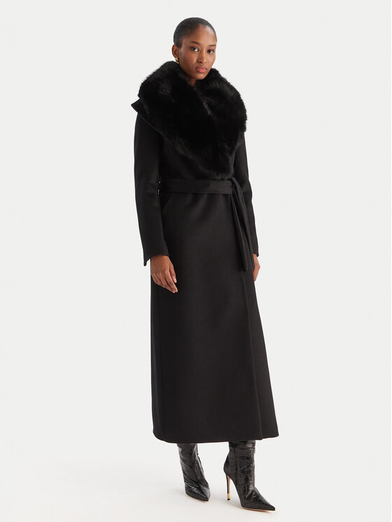 YES LONDON Вълнено палто CD1218ECO Черен Regular Fit цвят на ниска цена