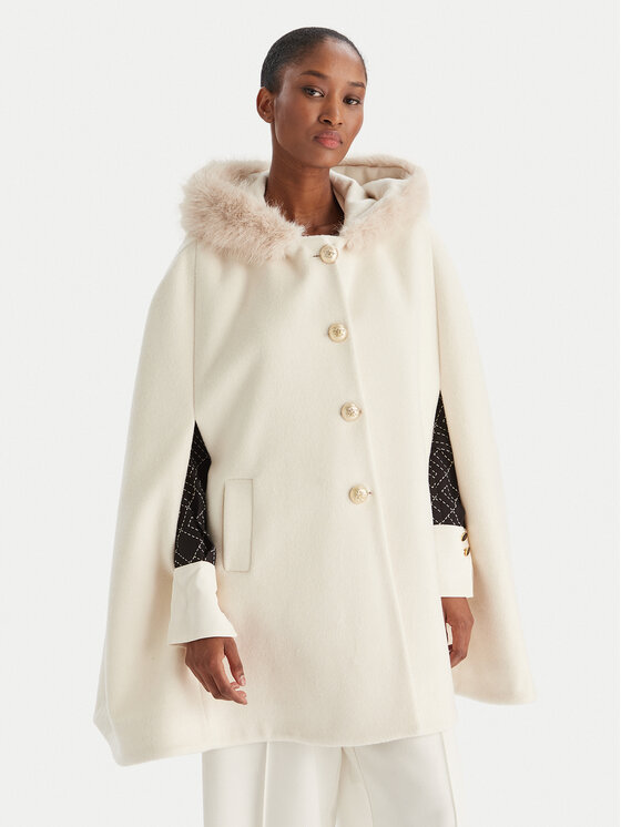 YES LONDON Вълнено палто CD1223ECO Екрю Regular Fit цвят на ниска цена