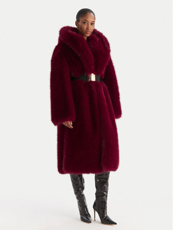 YES LONDON Кожено палто ECO/035 Бордо Regular Fit цвят на ниска цена