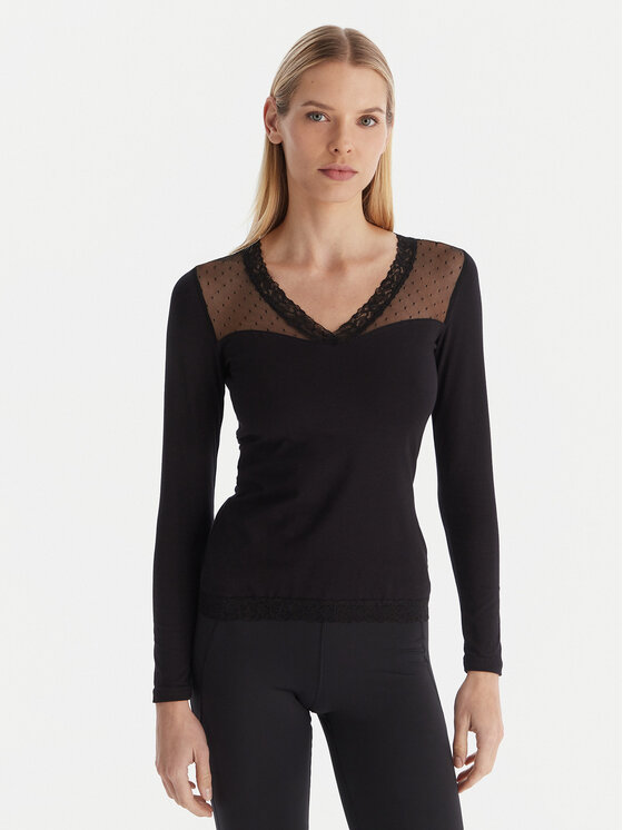 Ysabel Mora Тениска на пижама 19479 Черен Slim Fit цвят на ниска цена