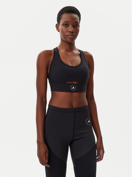adidas by Stella McCartney Спортен сутиен TrueStrength IW6373 Черен Slim Fit цвят на ниска цена