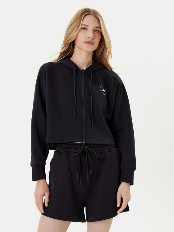 adidas by Stella McCartney Суитшърт JD8107 Черен Loose Fit цвят на ниска цена