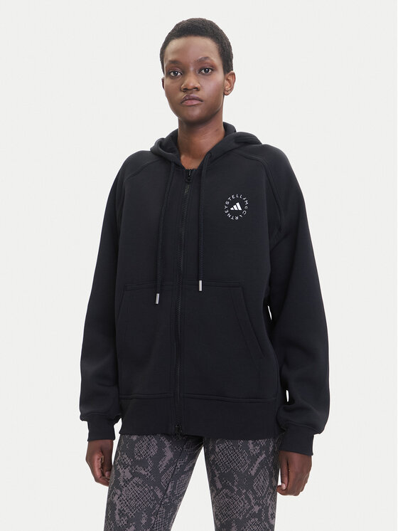 adidas by Stella McCartney Суитшърт JF6337 Черен Loose Fit цвят на ниска цена