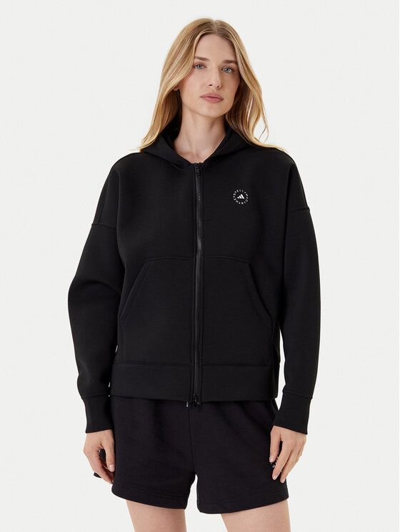 adidas by Stella McCartney Суитшърт JV7036 Черен Loose Fit цвят на ниска цена