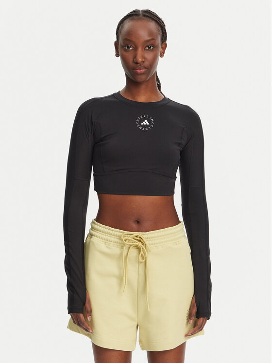 adidas by Stella McCartney Тениска от техническо трико TrueStrength IW3859 Черен Slim Fit цвят на ниска цена