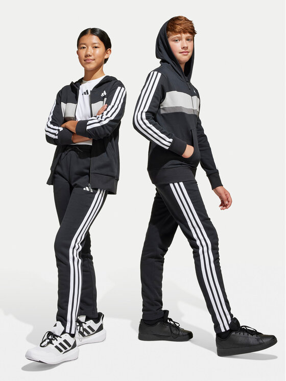 adidas Анцуг Seasonal Essentials Tiberio 3-Stripes JC7520 Черен Regular Fit цвят на ниска цена