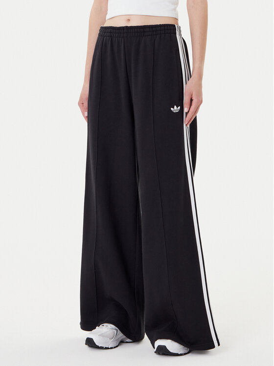 adidas Долнище анцуг adicolor 3-Stripes JV7473 Черен Wide Leg цвят на ниска цена