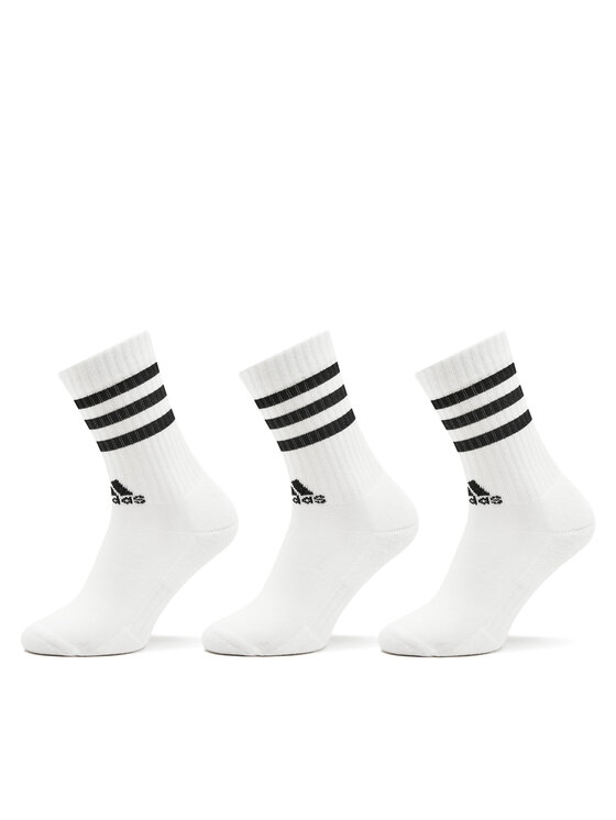 adidas Дълги чорапи 3-Stripes Cushioned Crew Socks 3 Pairs HT3458 Бял цвят на ниска цена