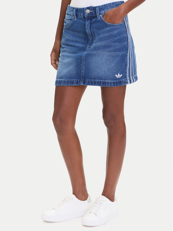 adidas Дънкова пола adicolor 3-Stripes JW2649 Син Regular Fit цвят на ниска цена