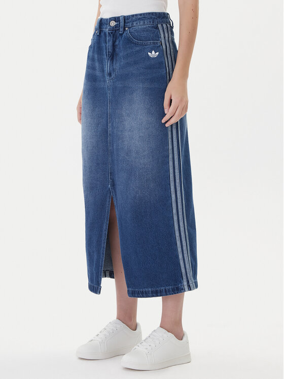 adidas Дънкова пола adicolor 3-Stripes JW2658 Син Regular Fit цвят на ниска цена