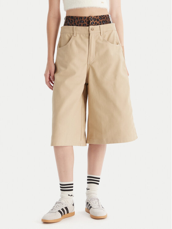 adidas Дънкови шорти Firebird Utility JX8762 Бежов Regular Fit цвят на ниска цена