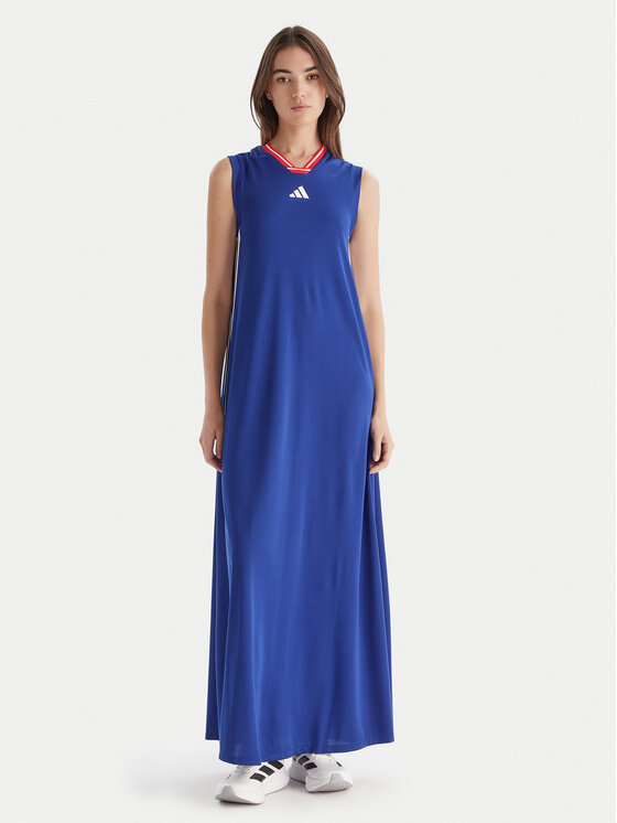 adidas Ежедневна рокля Tiro Cut 3-Stripes Soft Mesh JW6819 Син Regular Fit цвят на ниска цена