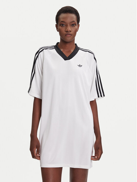 adidas Ежедневна рокля adicolor Football Jacquard KB8153 Бял Oversize цвят на ниска цена