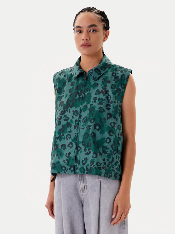 adidas Елек Animal Print 3-Stripes JV6958 Зелен Loose Fit цвят на ниска цена