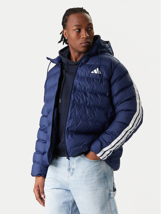 adidas Зимно яке Essentials Climawarm 3-Stripes JX7771 Тъмносин Regular Fit цвят на ниска цена