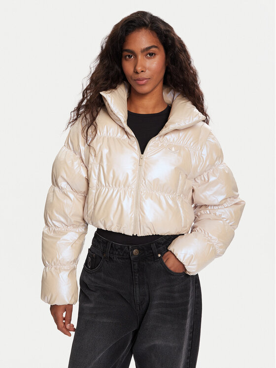 adidas Зимно яке Essentials Glossy 2-In-1 JX2985 Бежов Loose Fit цвят на ниска цена