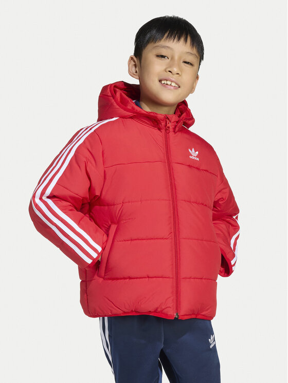 adidas Зимно яке adicolor JV8550 Червен Loose Fit цвят на ниска цена