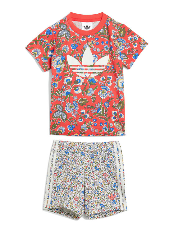 adidas Комплект тишърт и панталонки Liberty London JY3016 Червен Regular Fit цвят на ниска цена