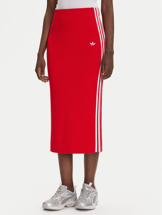 adidas Пола тип молив adicolor Knit 3-Stripes JW2660 Червен Regular Fit цвят на ниска цена