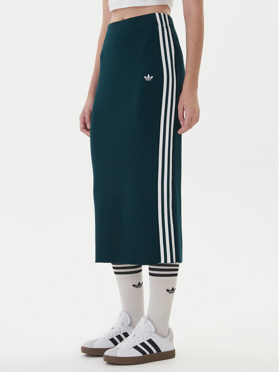 adidas Пола тип молив adicolor Knit 3-Stripes JW2662 Зелен Regular Fit цвят на ниска цена