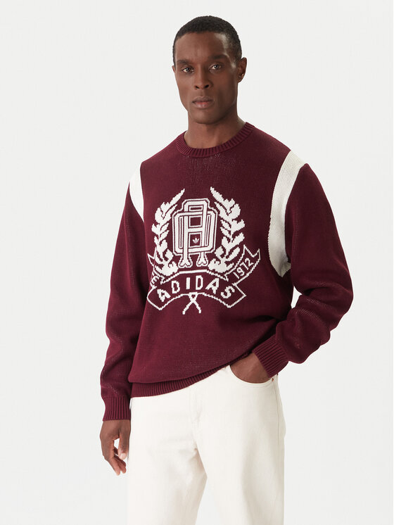 adidas Пуловер JX8215 Бордо Regular Fit цвят на ниска цена