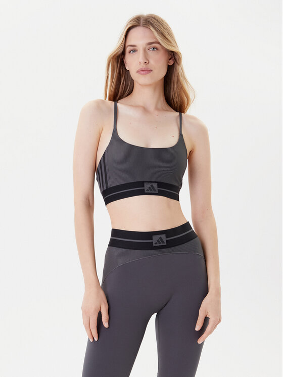 adidas Спортен сутиен Hyperglam JN2661 Сив Slim Fit цвят на ниска цена