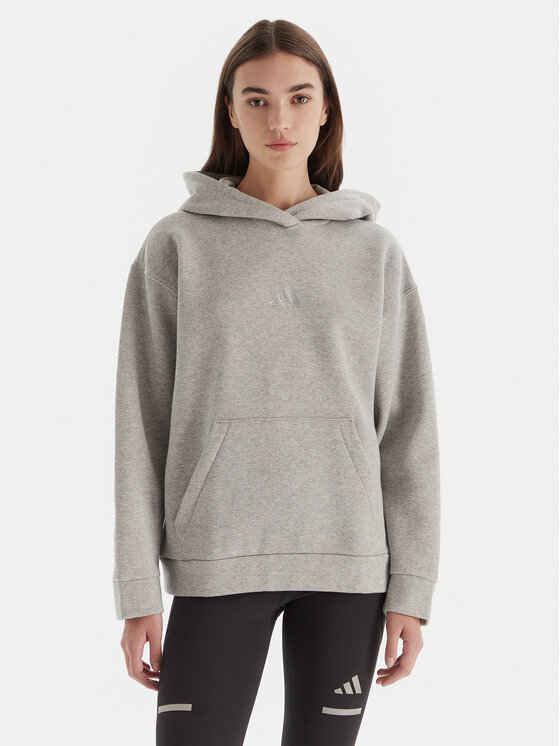 adidas Суитшърт ALL SZN Holiday Glitter Fleece JV5757 Сив Loose Fit цвят на ниска цена