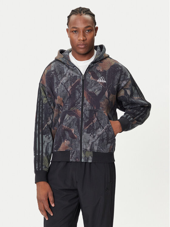 adidas Суитшърт Camo JY2775 Сив Loose Fit цвят на ниска цена