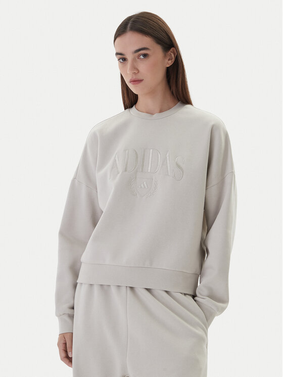 adidas Суитшърт Cozy Holiday Graphic KA9950 Бежов Loose Fit цвят на ниска цена