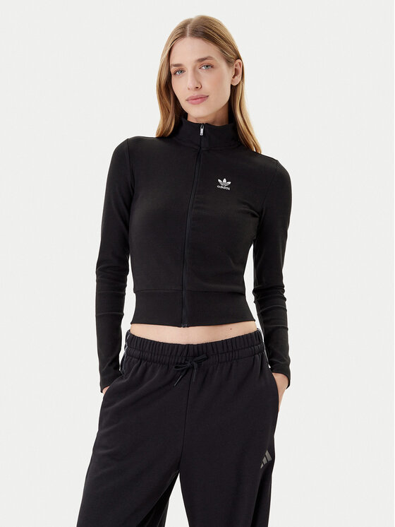 adidas Суитшърт Essentials Ribbed JD5905 Черен Slim Fit цвят на ниска цена