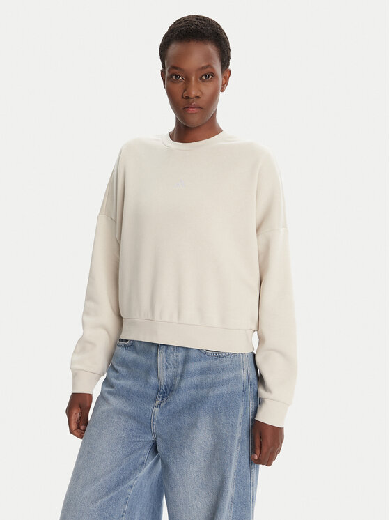 adidas Суитшърт Essentials Small Logo Feelcozy JI6069 Бежов Loose Fit цвят на ниска цена