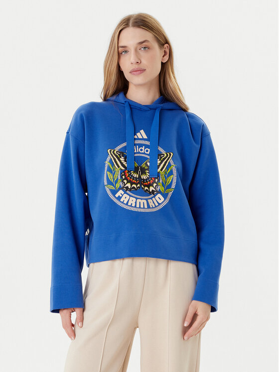 adidas Суитшърт Farm JL8608 Син Loose Fit цвят на ниска цена