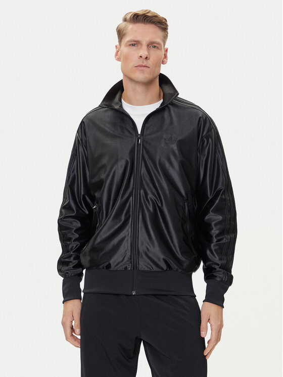 adidas Суитшърт Firebird Metallic JW5960 Черен Loose Fit цвят на ниска цена