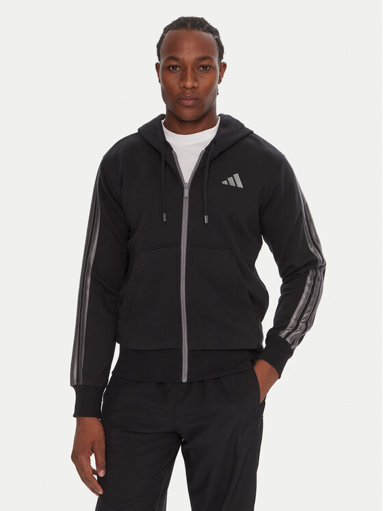adidas Суитшърт Holiday 3-Stripes JM1695 Черен Regular Fit цвят на ниска цена