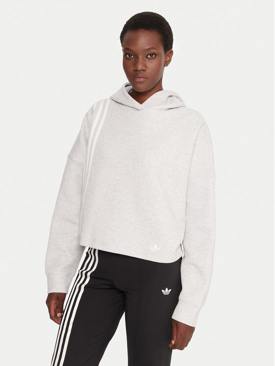 adidas Суитшърт Off Placed 3-Stripes JW3596 Сив Regular Fit цвят на ниска цена