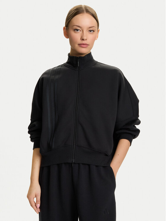 adidas Суитшърт Off Placed 3-Stripes JX2705 Черен Regular Fit цвят на ниска цена