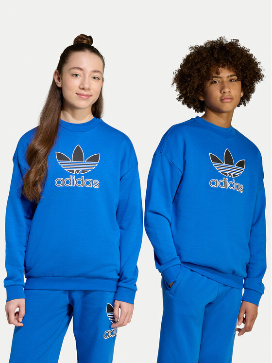 adidas Суитшърт Trefoil JV8570 Син Loose Fit цвят на ниска цена