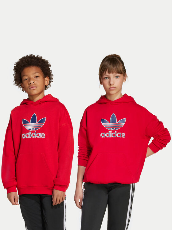adidas Суитшърт Trefoil JV8652 Червен Loose Fit цвят на ниска цена