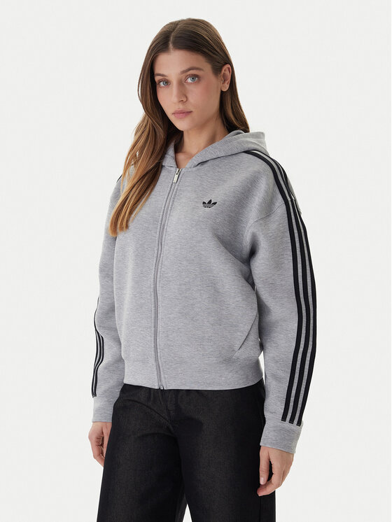 adidas Суитшърт adicolor 3-Stripes JY2620 Сив Regular Fit цвят на ниска цена