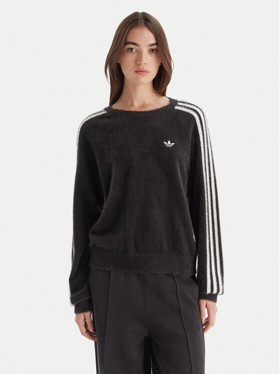 adidas Суитшърт adicolor Holiday JX7813 Черен Loose Fit цвят на ниска цена