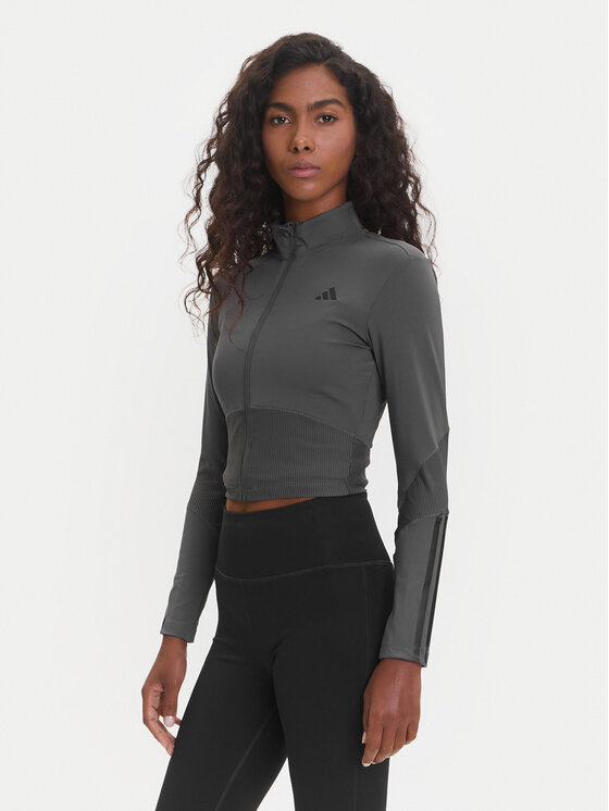 adidas Тениска от техническо трико Hyperglam JN2656 Сив Slim Fit цвят на ниска цена