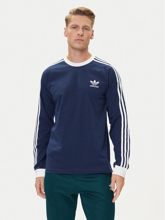 adidas Тениска с дълъг ръкав adicolor Classics 3-Stripes IM9428 Тъмносин Slim Fit цвят на ниска цена