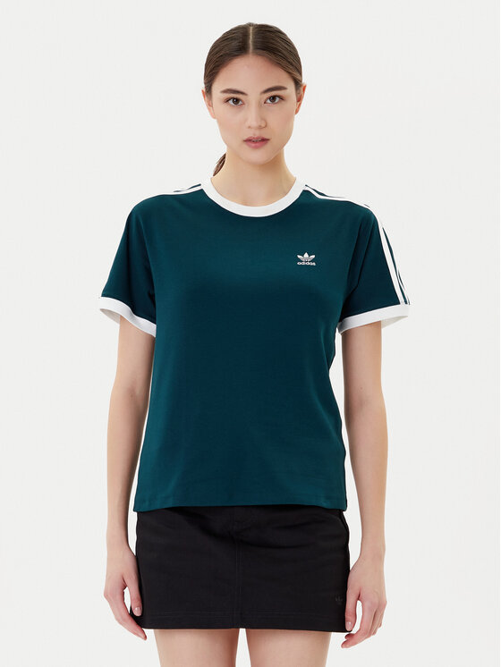 adidas Тишърт 3-Stripes JY4855 Зелен Regular Fit цвят на ниска цена