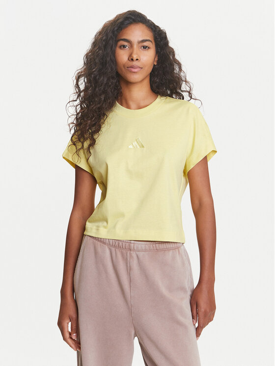 adidas Тишърт ALL SZN JJ1239 Жълт Regular Fit цвят на ниска цена