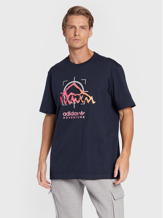 adidas Тишърт Adventure Ride HK4981 Тъмносин Relaxed Fit цвят на ниска цена