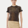 adidas Тишърт Leopard Cali JW7304 Кафяв Slim Fit цвят на ниска цена